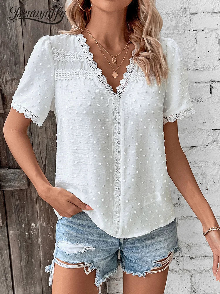 V-neck Lace Blouse