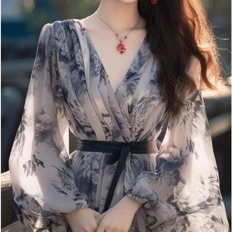 Lantern Sleeve Maxi Dress