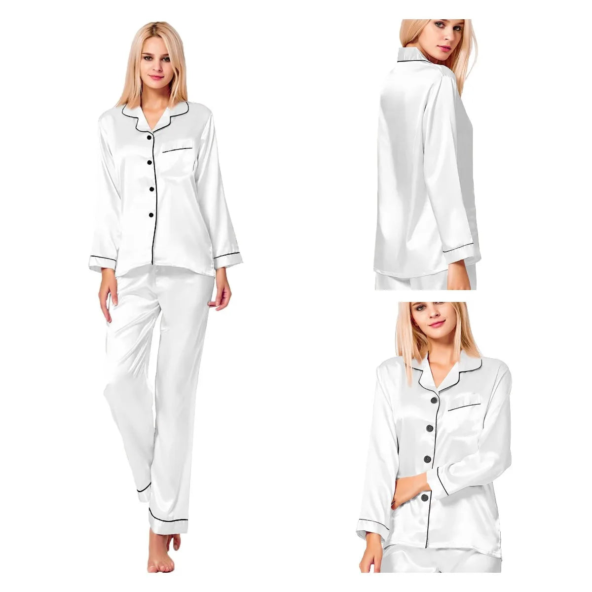 Womens Silk Satin Pajamas