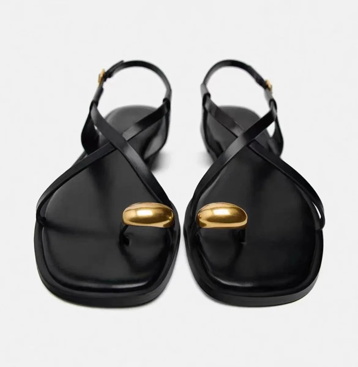 Gold Ring Flat Sandals